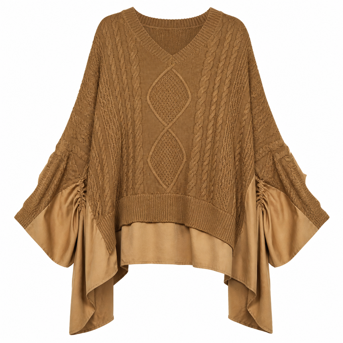 Grunge Cable-Knit Patchwork Sweater