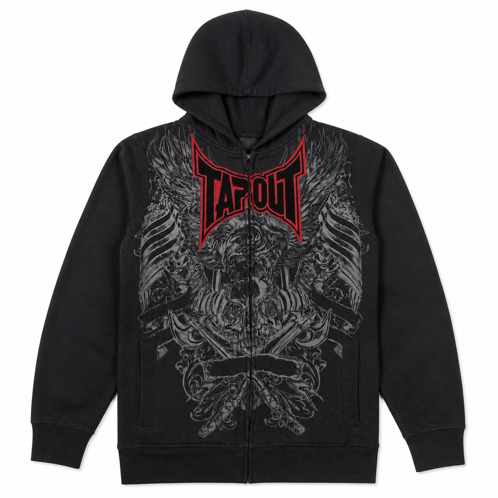 Grunge Geometric Print Zip Hoodie