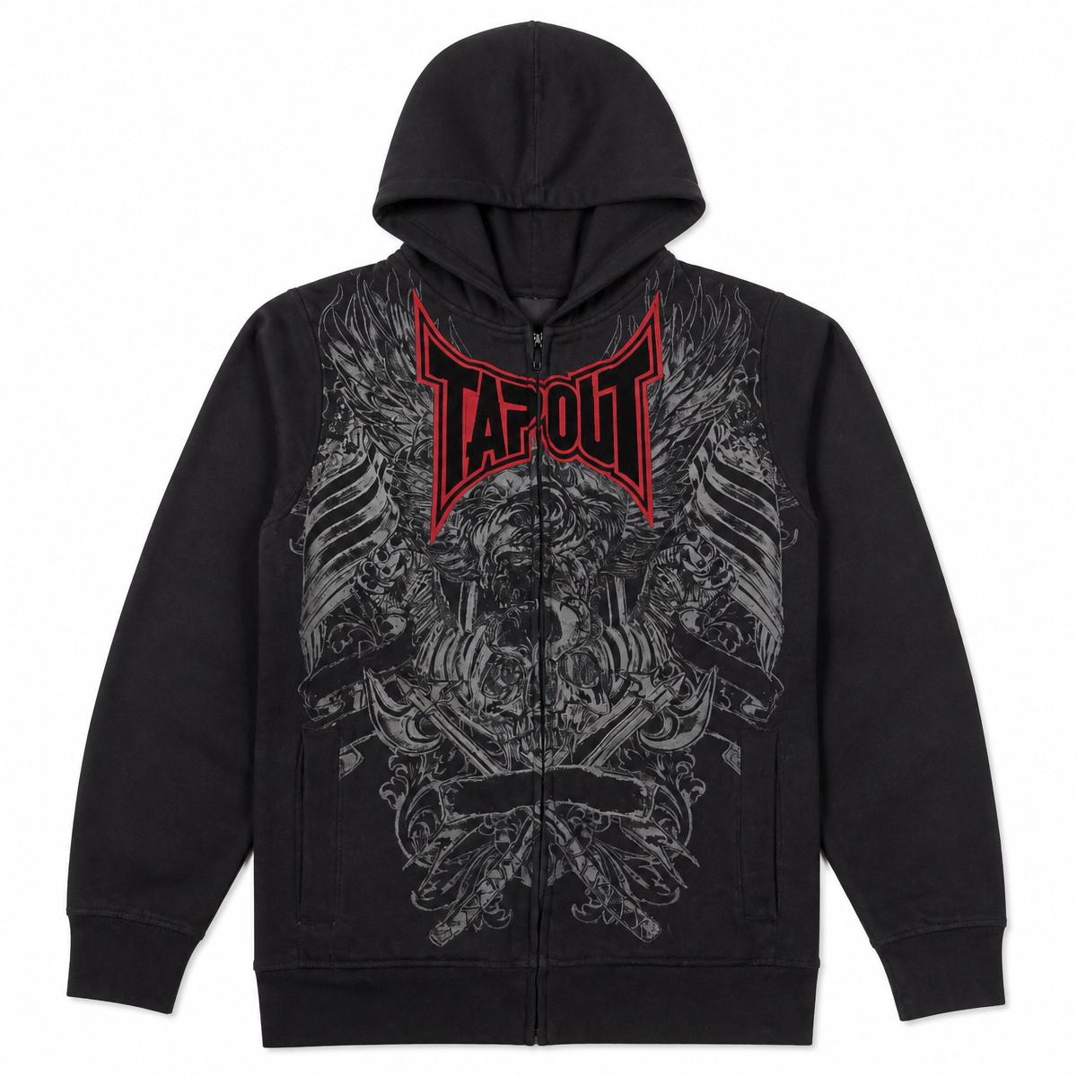 Grunge Geometric Print Zip Hoodie