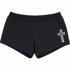 Women’s Black Low-Rise Shorts with Geometric Cross Stud Detail