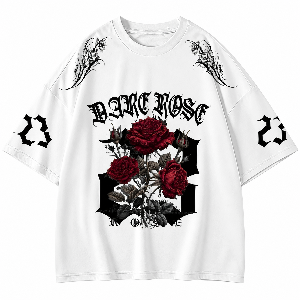 Grunge Rose Graphic Oversized T-Shirt