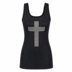 Women's Black Gothic Sleeveless Cross Top