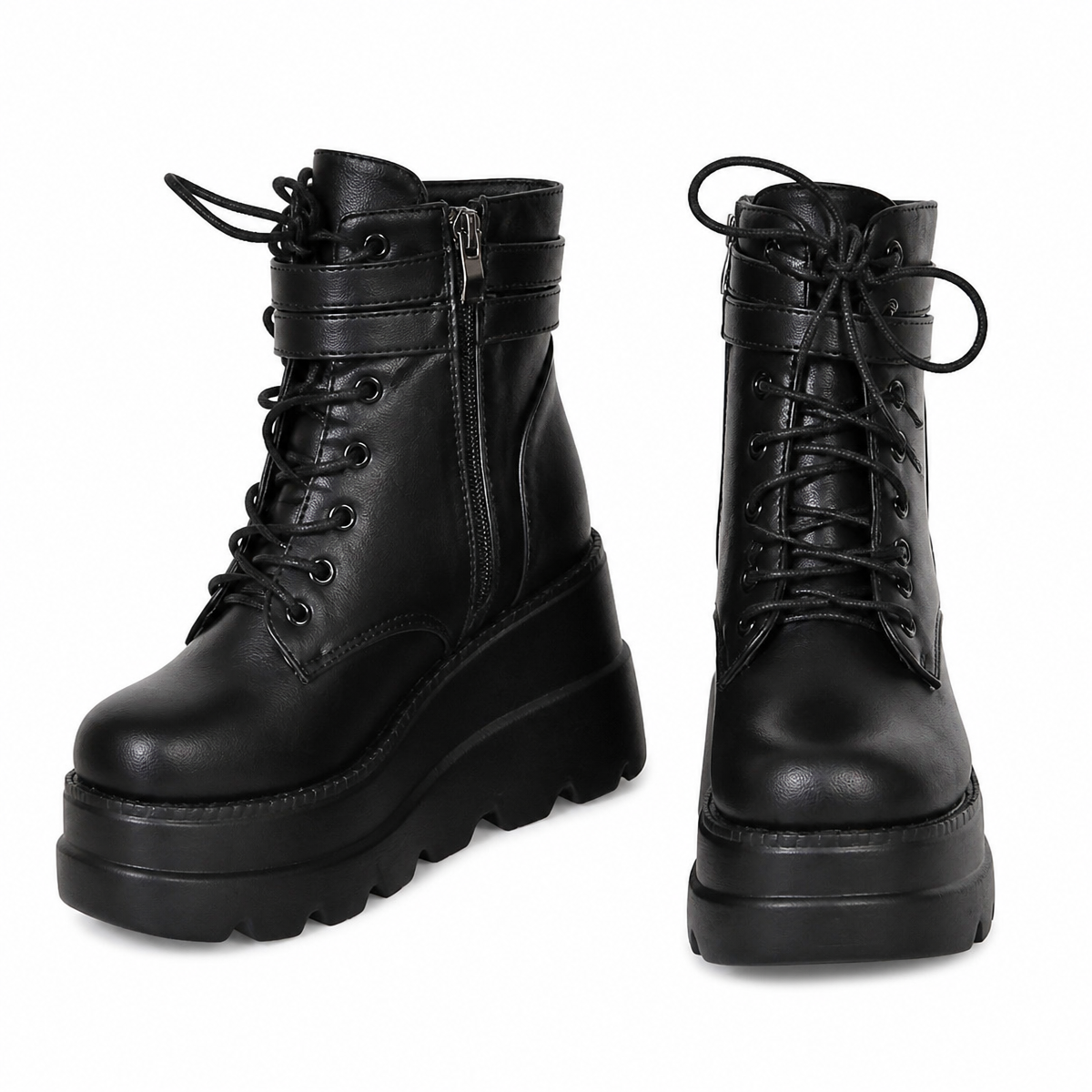 Grunge Black Ankle Platform Boots