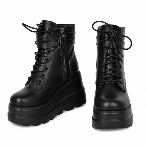 Grunge Black Ankle Platform Boots