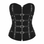 Women’s Black Gothic Corset Top with Buckle Details