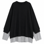Black Layered Two-Piece Long-Sleeve Top Set