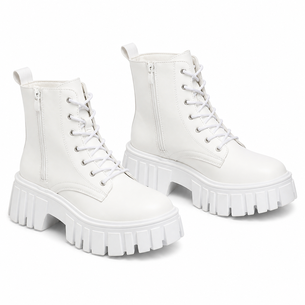 Grunge Women's Lace-Up Ankle Boots with Side Zipper