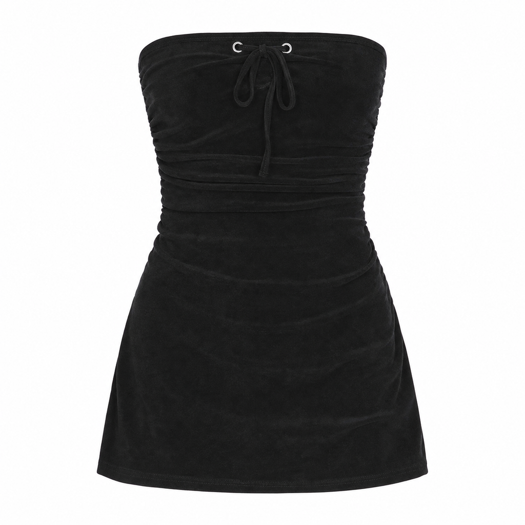 Women's Y2K Strapless Mini Dress – Black or Pink