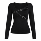 Grunge Black Long-Sleeve Gothic Top