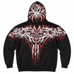 Grunge Red and Black Graphic Zip Hoodie