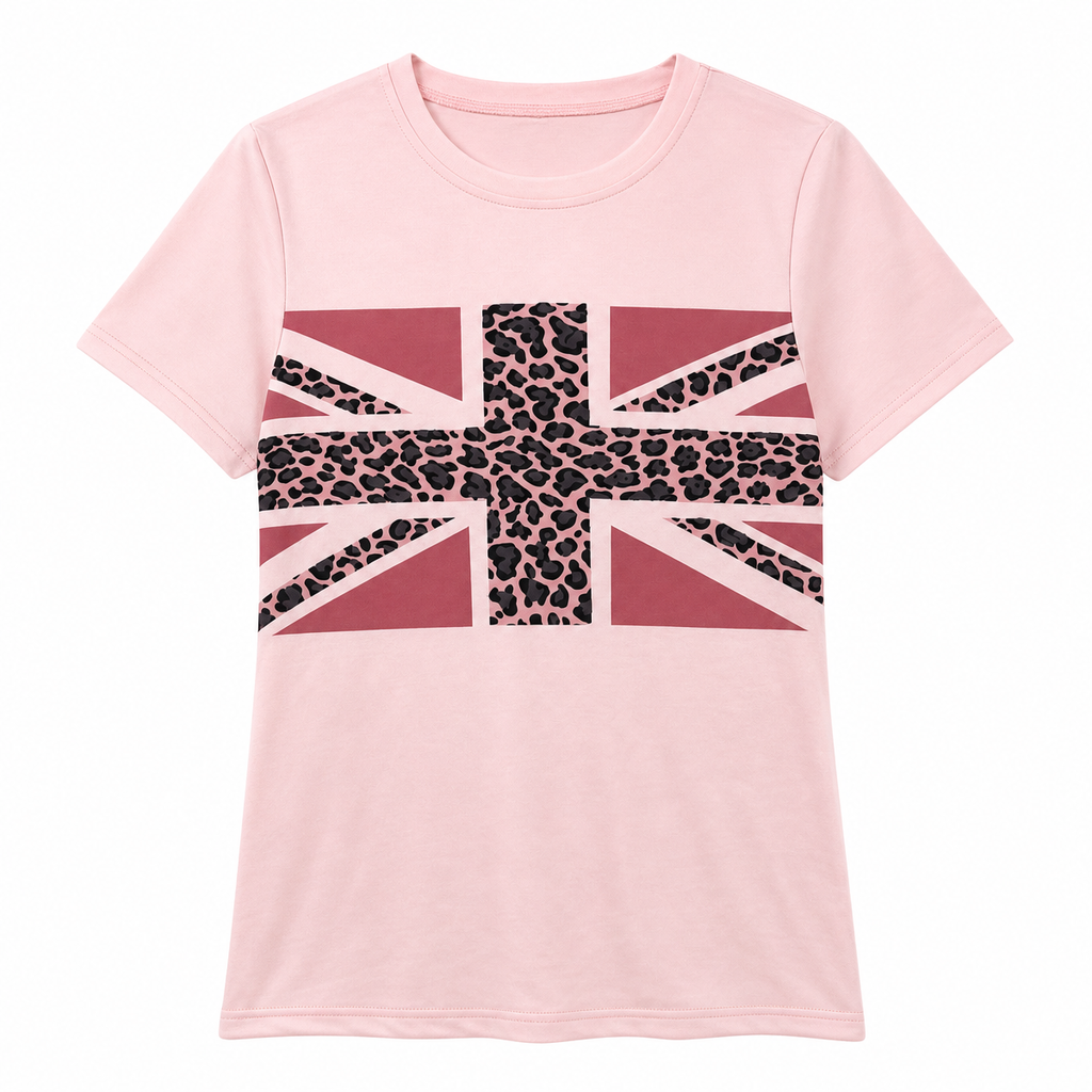 Pink Leopard Flag Graphic T-Shirt