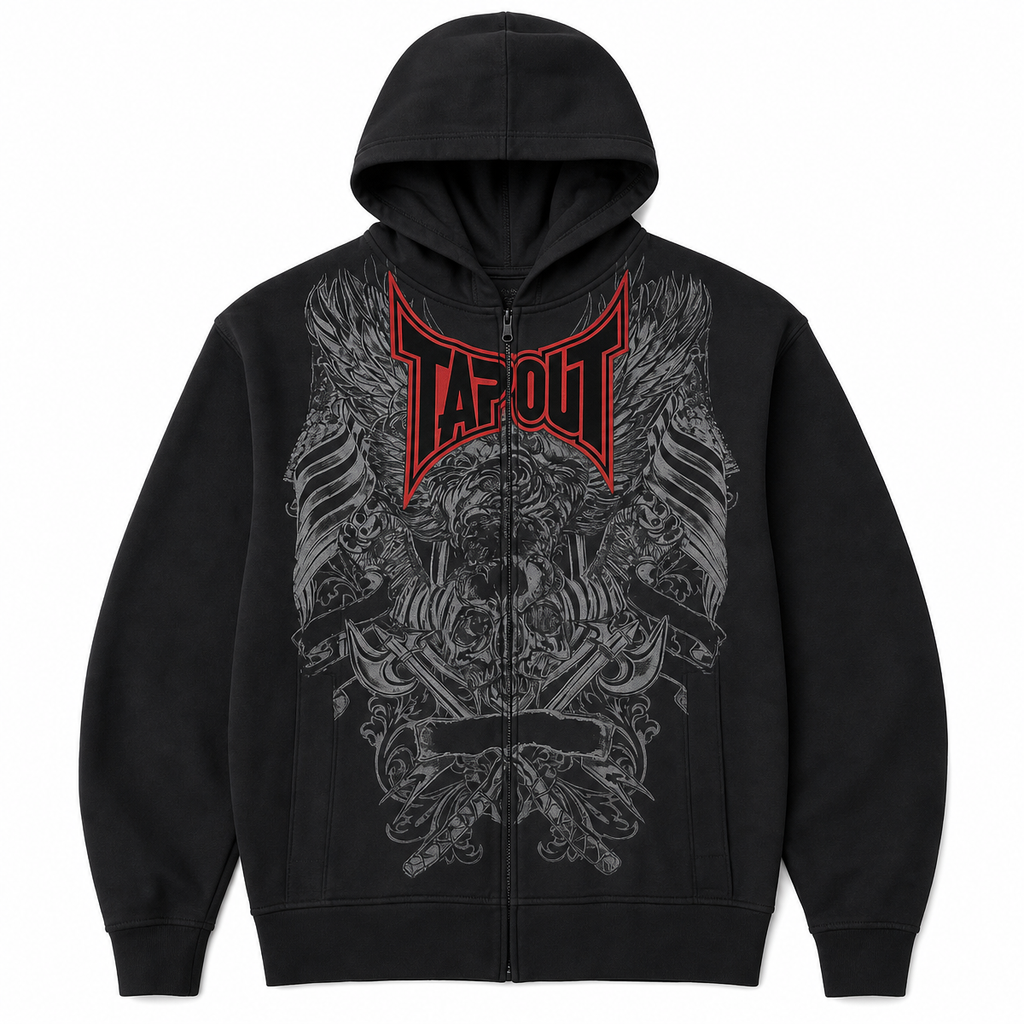 Oversized Graphic Zip-Up Hoodie with Hood