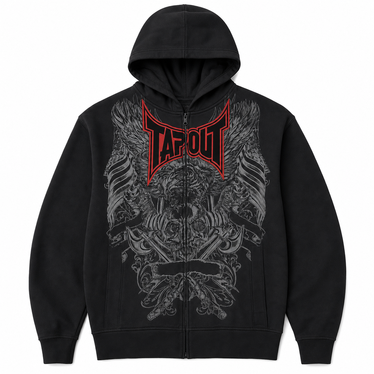 Oversized Graphic Zip-Up Hoodie with Hood