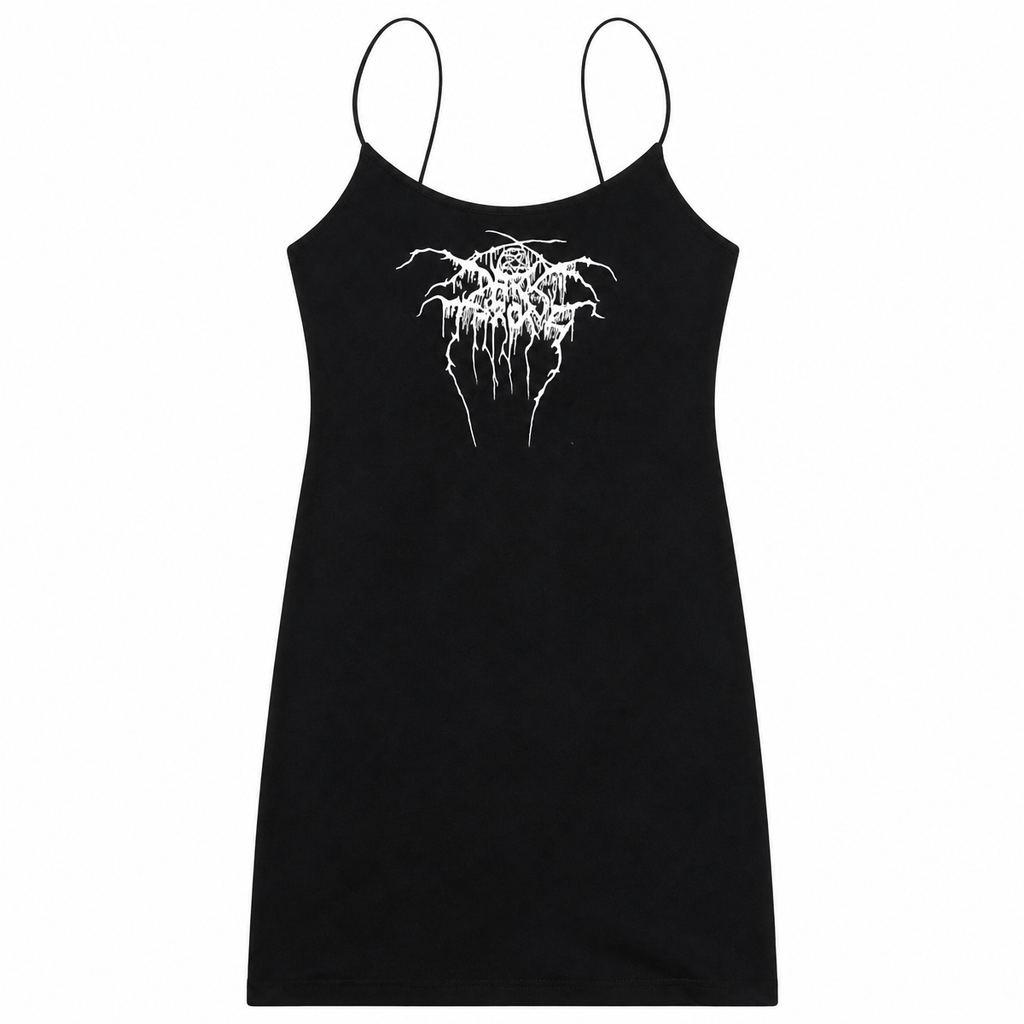 Grunge Black Graphic Mini Dress