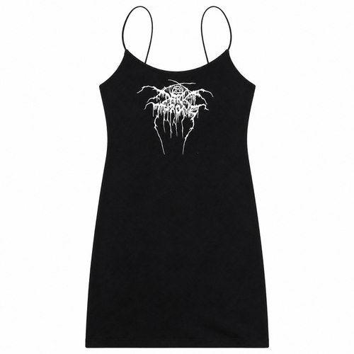 Grunge Black Graphic Mini Dress