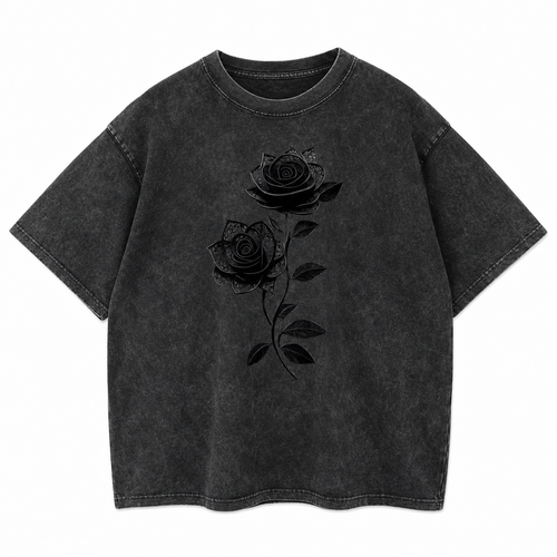 Black Rose Graphic Washed T-Shirt