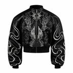 Grunge Embroidered Black Faux Leather Jacket