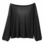 Grunge Sheer Off-Shoulder Loose Long-Sleeve Top