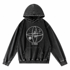 Grunge Acid-Washed Black Graphic Hoodie