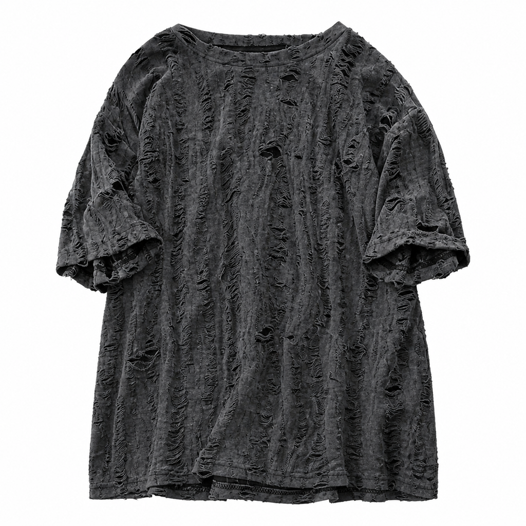 Grunge Distressed Short-Sleeve T-Shirt - Dark Gray