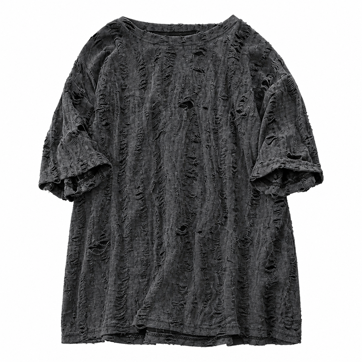 Grunge Distressed Short-Sleeve T-Shirt - Dark Gray