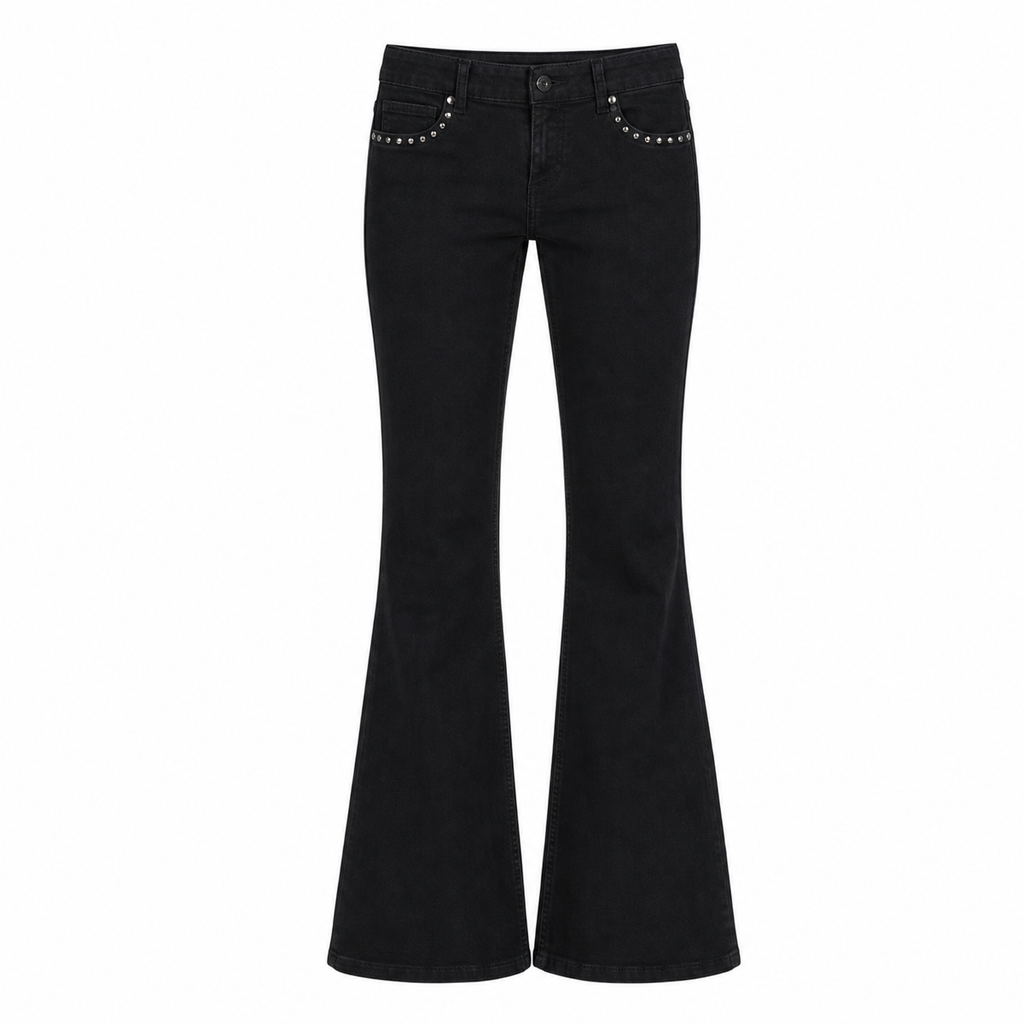 Women's Black Low-Rise Flared Jeans