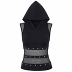 Women's Black Gothic Lace Mesh Sleeveless Corset Top