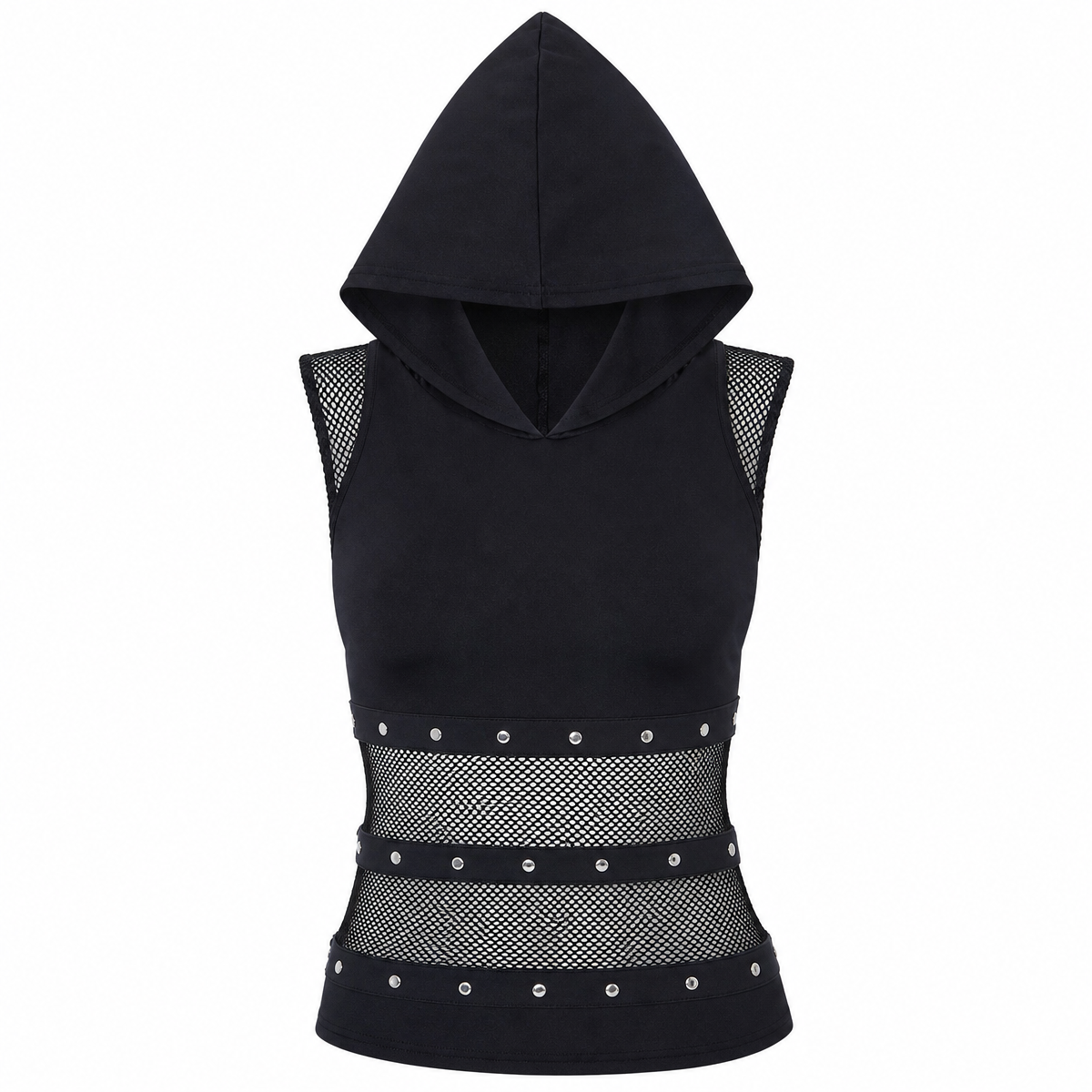 Women's Black Gothic Lace Mesh Sleeveless Corset Top