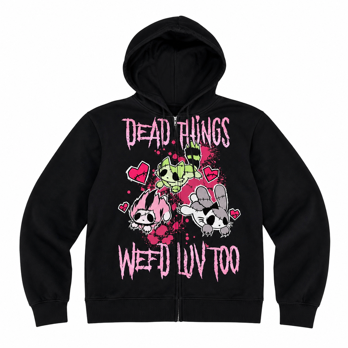 Black Graphic Full-Zip Hoodie