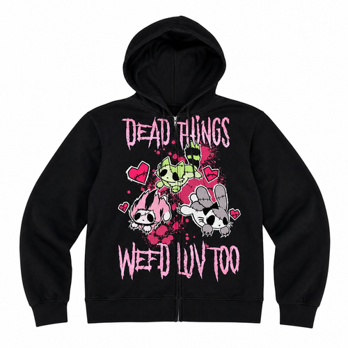 Black Graphic Full-Zip Hoodie