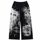 Black Skull Print Loose Joggers