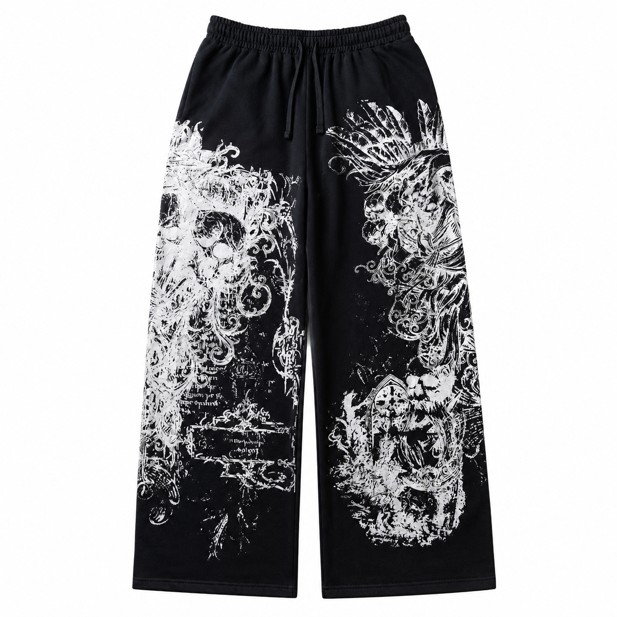 Black Skull Print Loose Joggers