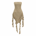 Grunge Khaki Strapless Ruffle Dress