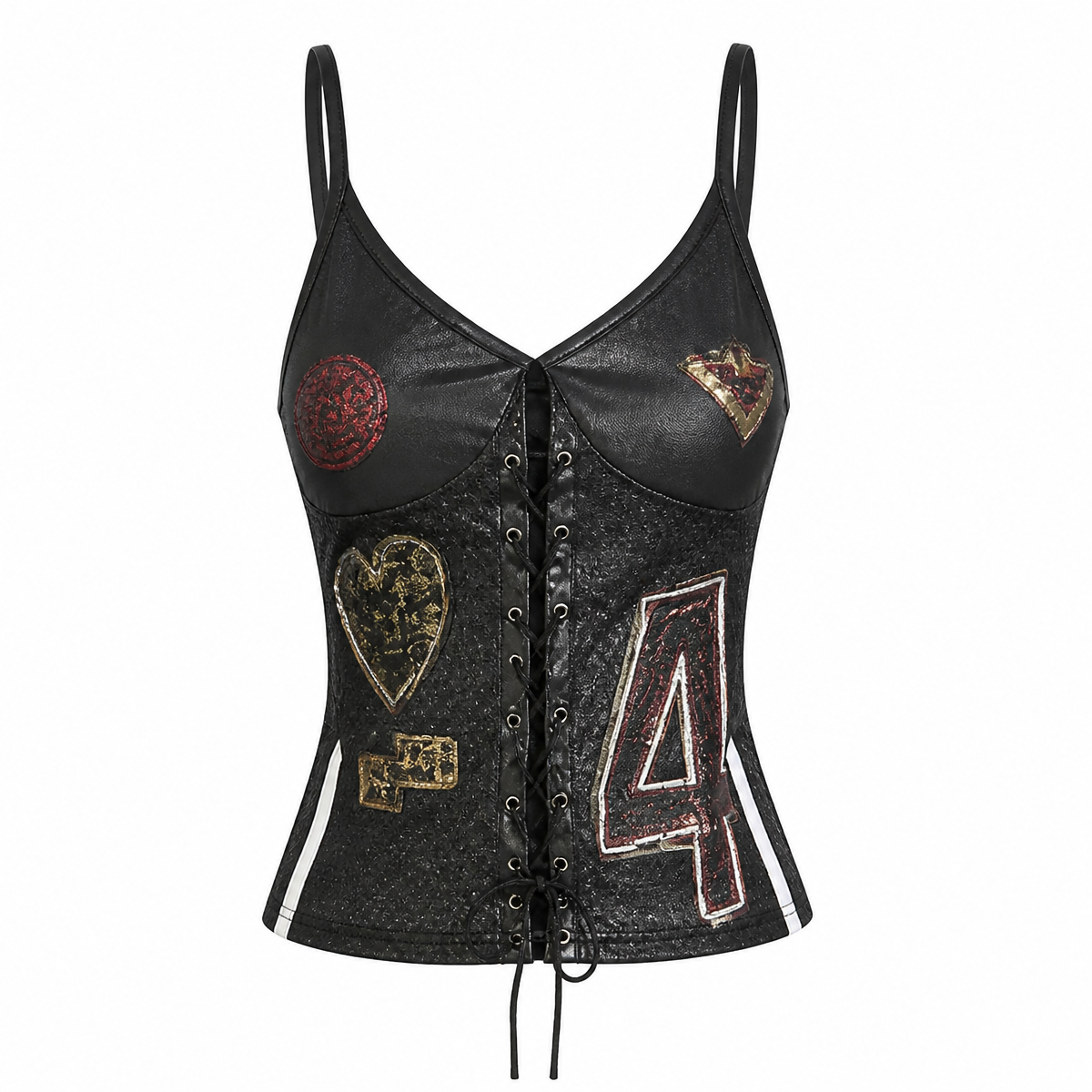 Grunge Black Lace-Up Cami Top