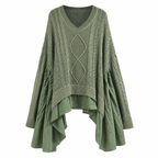 Grunge Cable-Knit Patchwork V-Neck Sweater