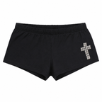 Grunge Black Low-Rise Studded Cross Shorts