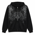 Grunge Geometric Print Hooded Sweatshirt