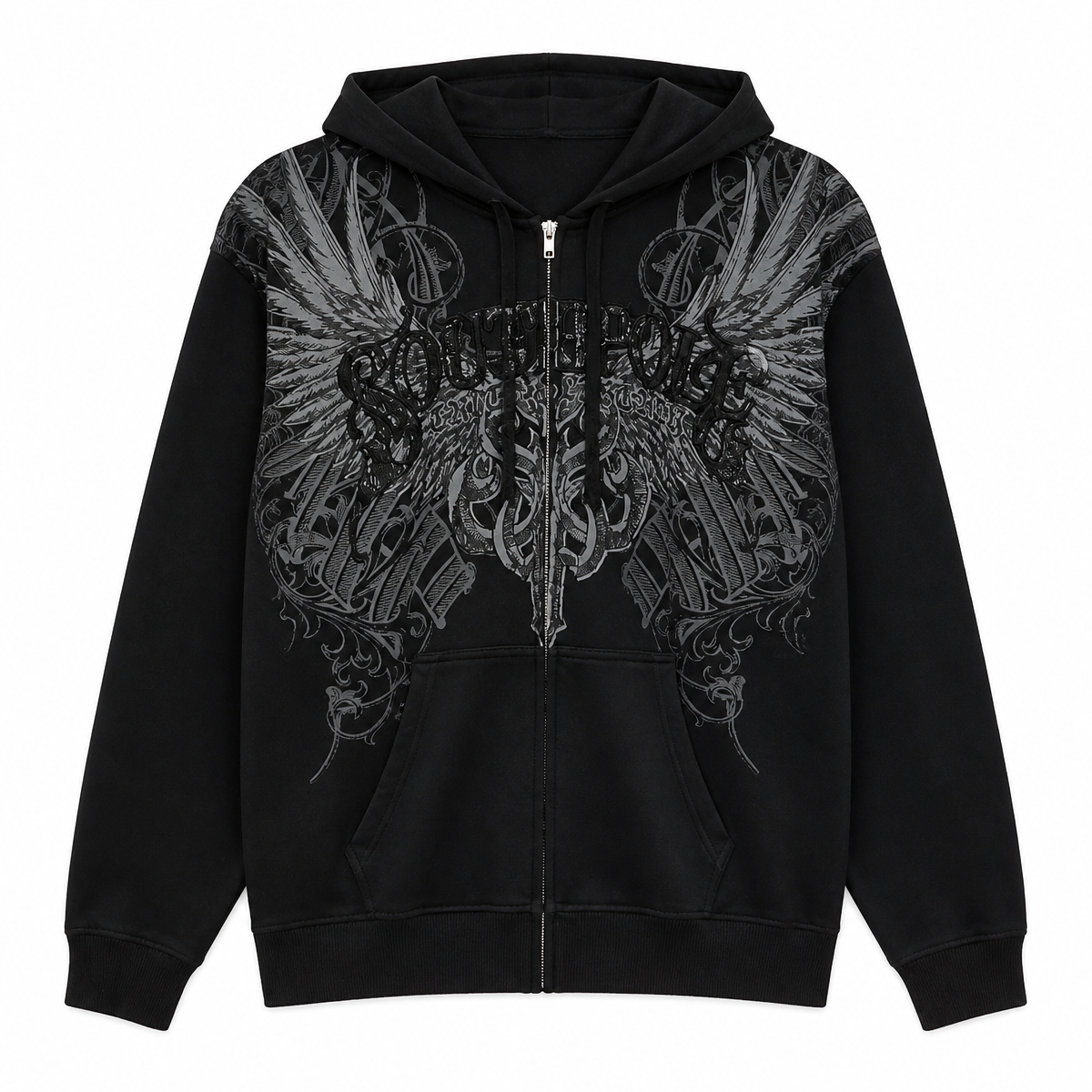 Grunge Geometric Print Hooded Sweatshirt