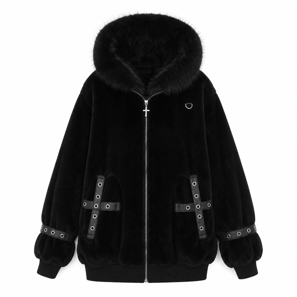 Women's Hooded Winter Jacket with Fluffy Trim