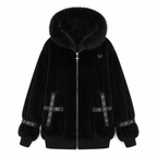 Women's Hooded Winter Jacket with Fluffy Trim