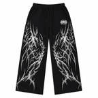 Grunge Wide-Leg Graphic Sweatpants with Drawstring Waist