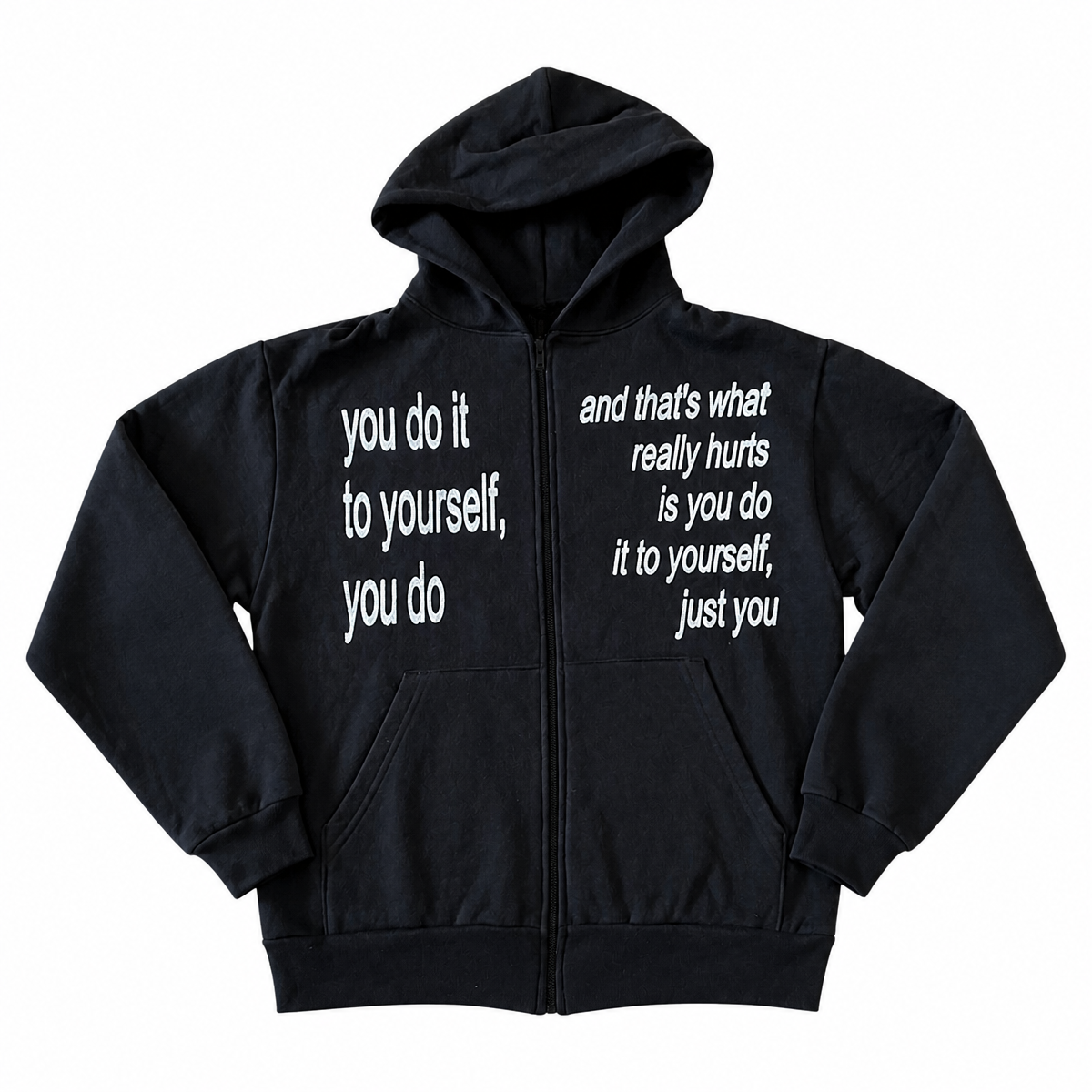 Grunge Black Lettering Hooded Zip Hoodie