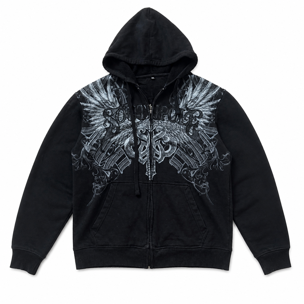 Grunge Graphic Zip-Up Hoodie