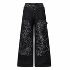 Grunge Black Patchwork Wide-Leg Jeans