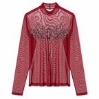 Men's Printed Mesh Turtleneck Long-Sleeve Tee