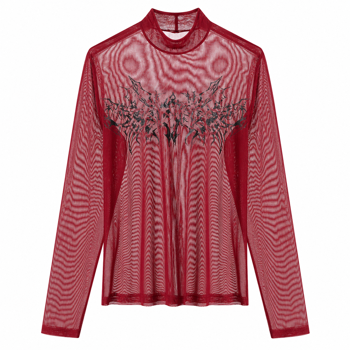 Men's Printed Mesh Turtleneck Long-Sleeve Tee