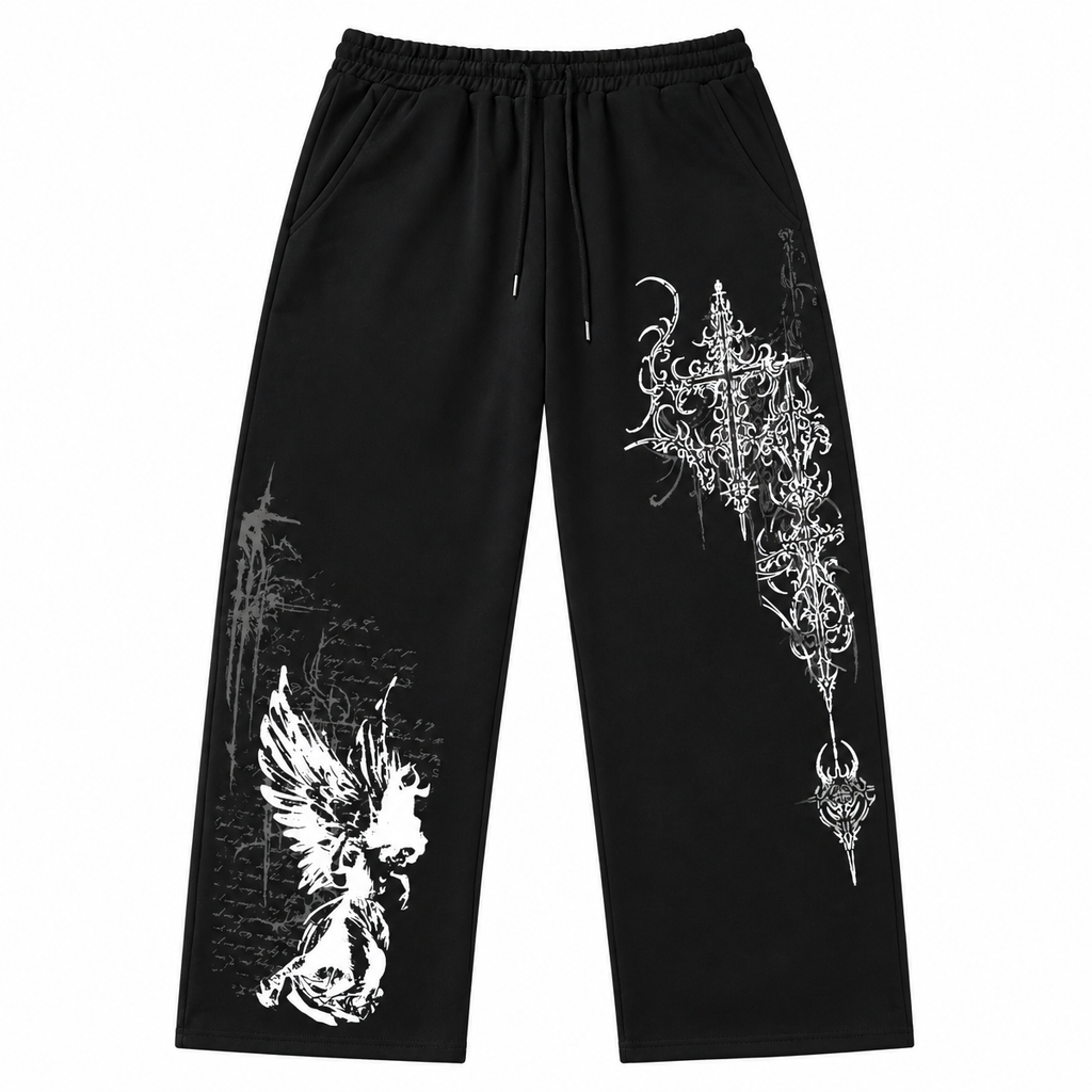 Grunge Gothic Sword Graphic Jogger Pants