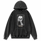 Grunge Men's Black Cotton Printed Pullover Hoodie
