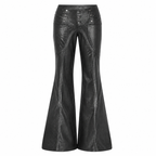 Grunge Faux Leather Flare Pants