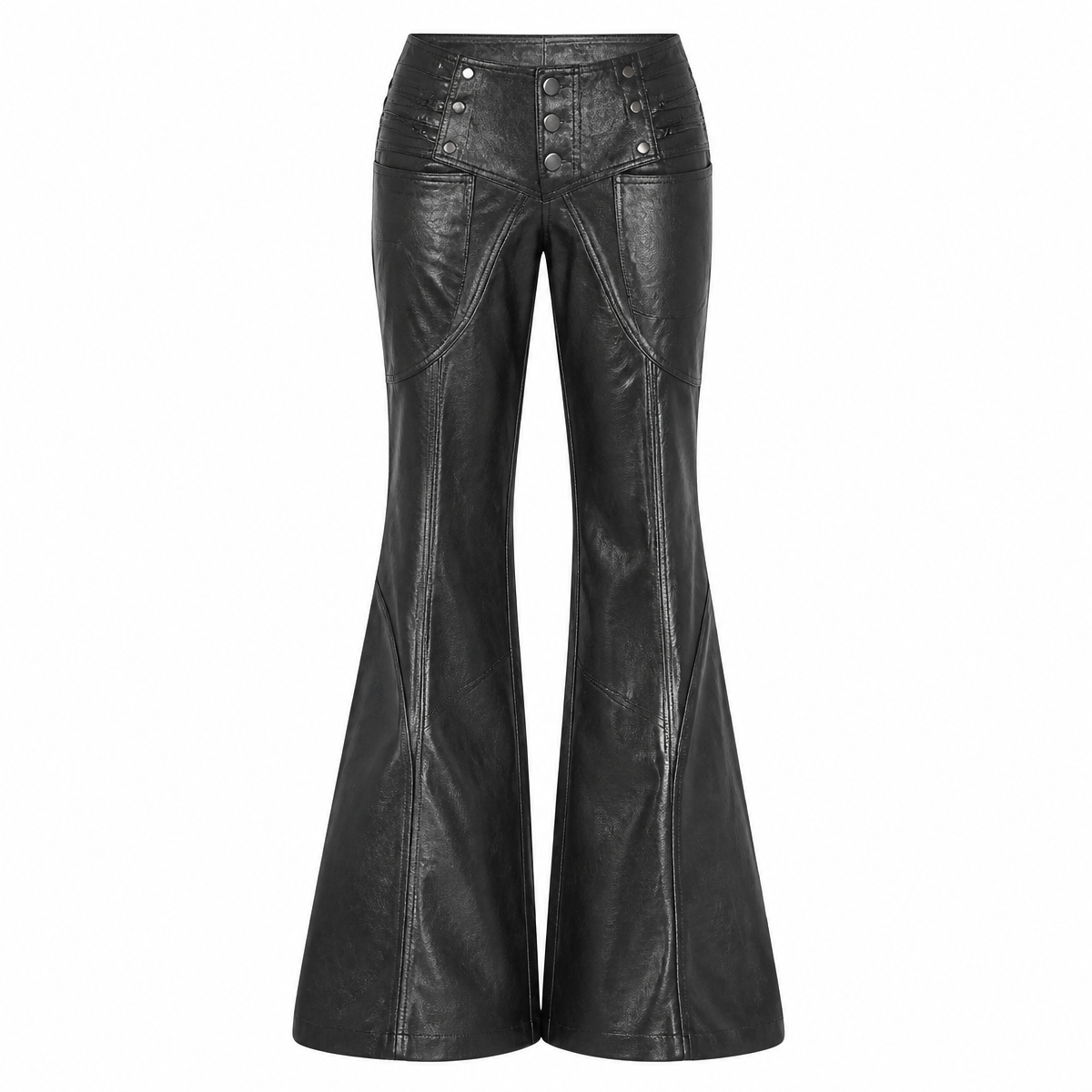 Grunge Faux Leather Flare Pants